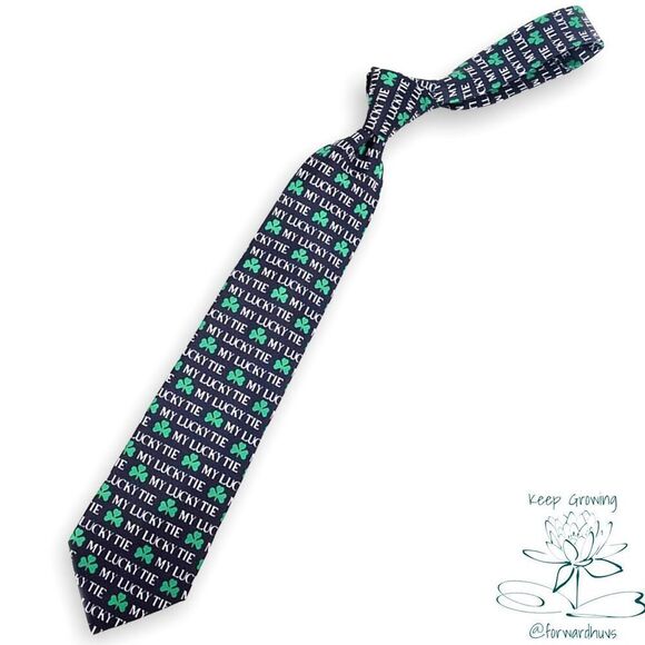 Parquet Men's Shamrock Clovers Neck Tie for St. Patrick's Day - Picture 5 of 10